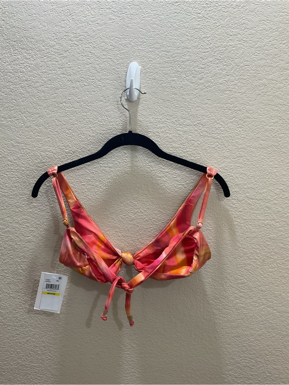 BECCA Pink and Orange Gradient Tie-Front Bikini Top - Picture 2 of 2